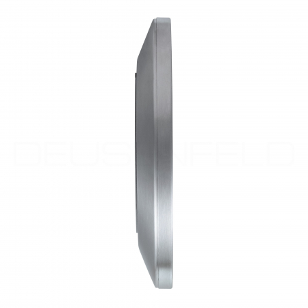 DEUSENFELD KM7EG - Echt Edelstahl Magnet Kosmetikspiegel mit 2 selbstklebenden Wandplatten, Klebespiegel, magnetisch abnehmbar, Ø15cm, 7x Vergrößerung, matt gebürstet